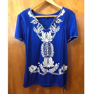 FILTRE Royal blue embroidered top XL